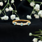 Real Aquamarine and Diamond Half Eternity Ring AAA - Rosec Jewels