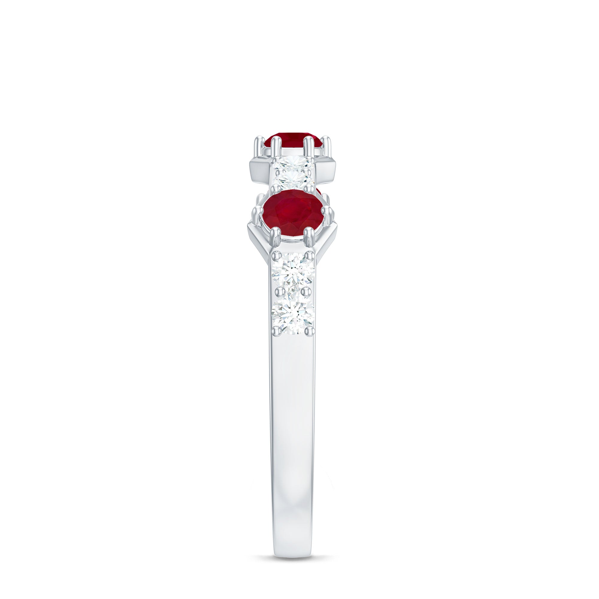 Natural Ruby Diamond Half Eternity Ring for Women AAA - Rosec Jewels