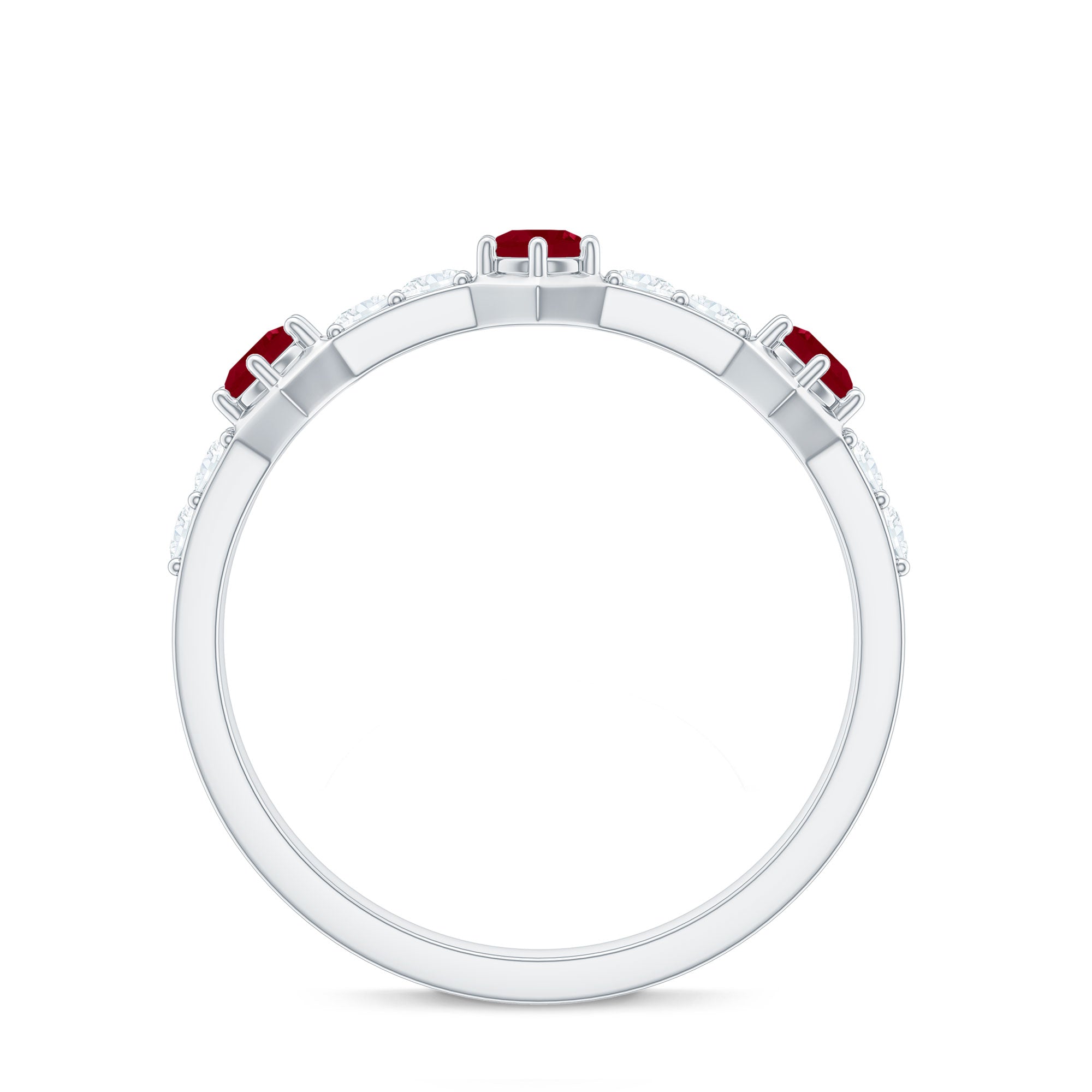 Natural Ruby Diamond Half Eternity Ring for Women AAA - Rosec Jewels