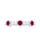 Natural Ruby Diamond Half Eternity Ring for Women AAA - Rosec Jewels