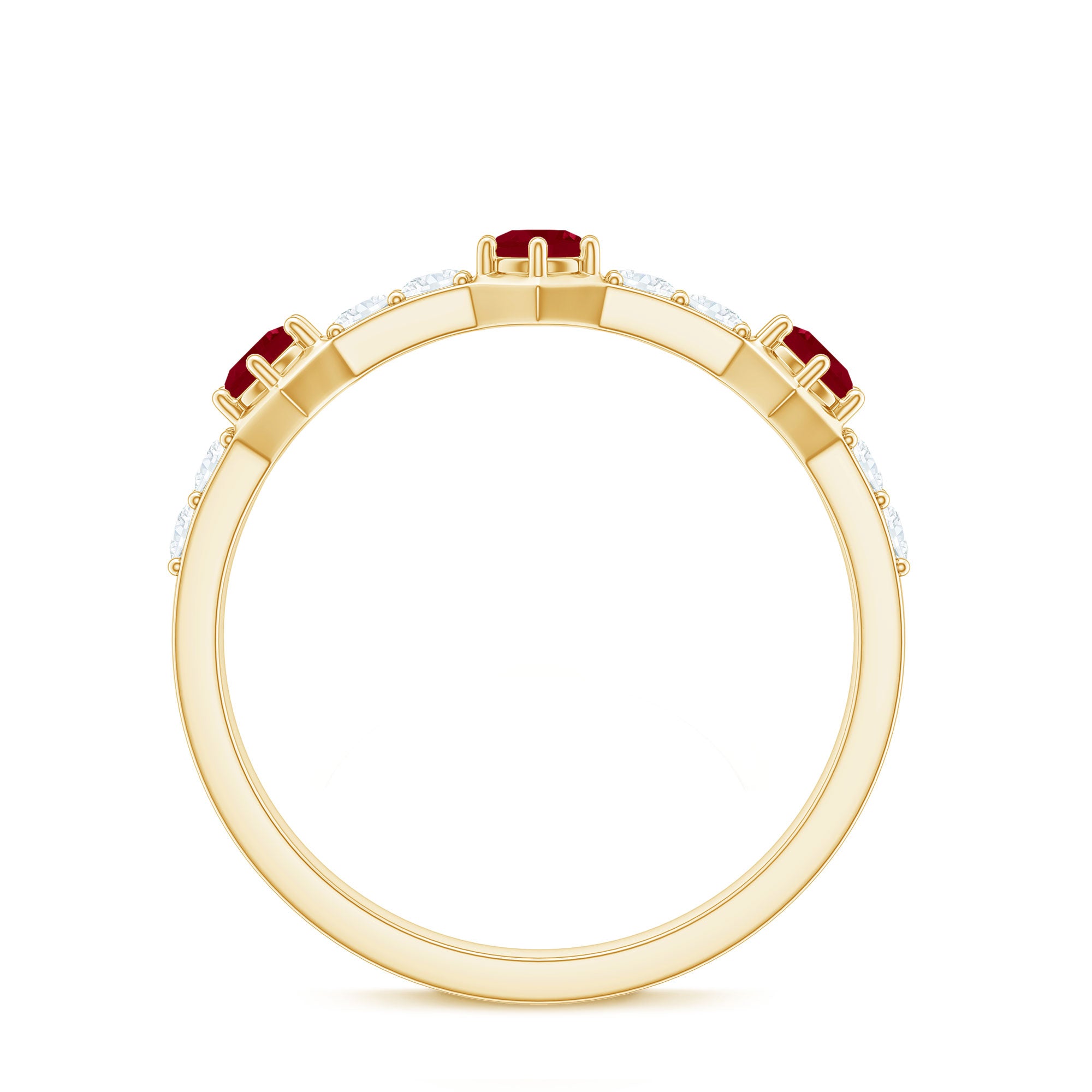 Natural Ruby Diamond Half Eternity Ring for Women AAA - Rosec Jewels