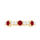 Natural Ruby Diamond Half Eternity Ring for Women AAA - Rosec Jewels