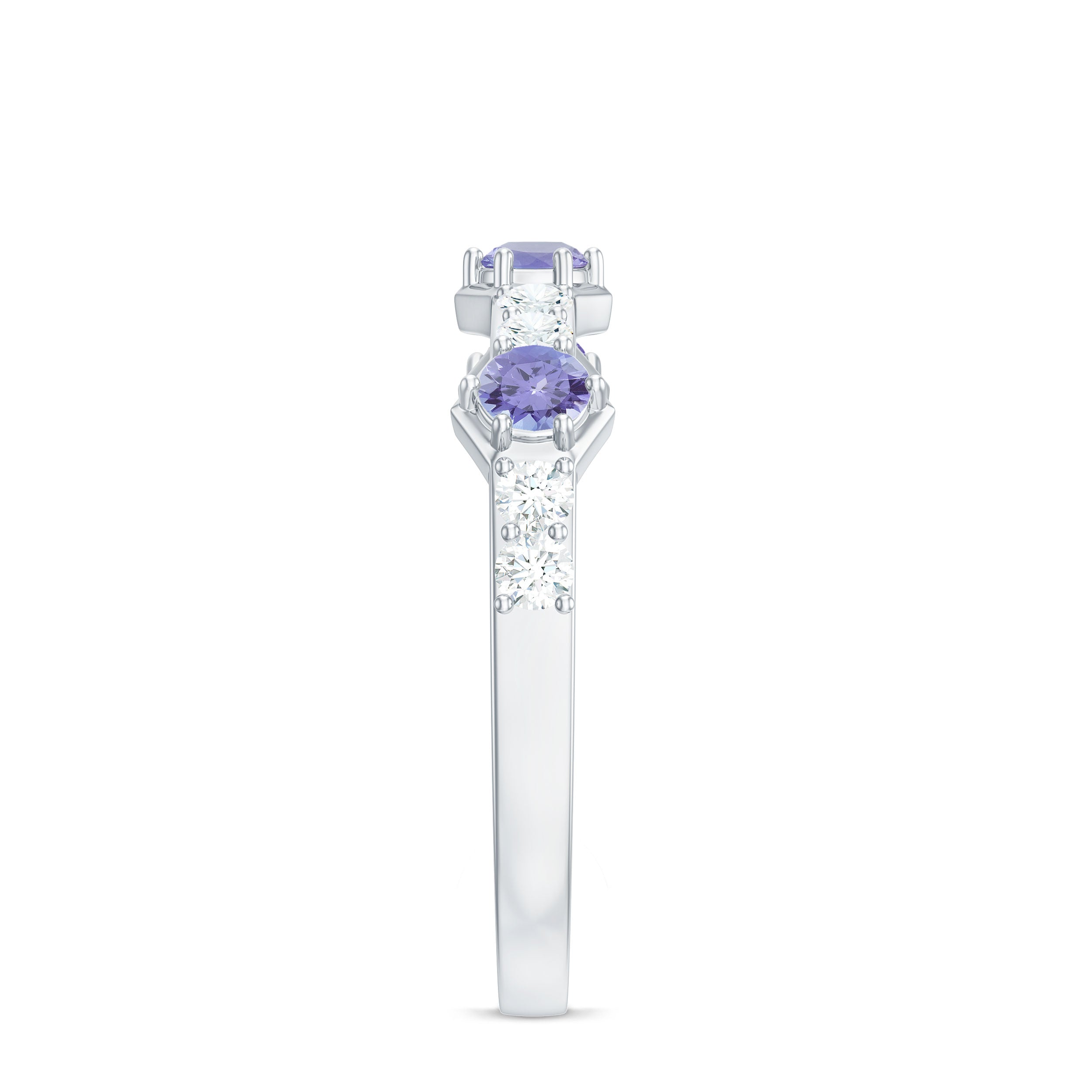 Rosec Jewels-Natural Tanzanite and Diamond Half Eternity Ring for Women