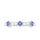 Rosec Jewels-Natural Tanzanite and Diamond Half Eternity Ring for Women