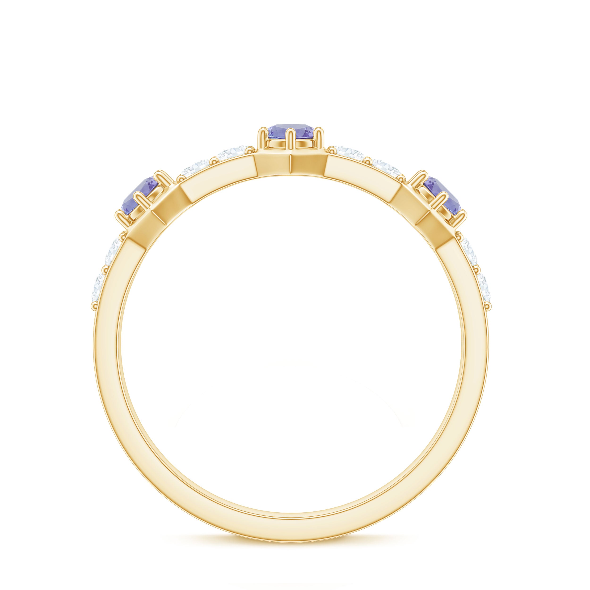 Rosec Jewels-Natural Tanzanite and Diamond Half Eternity Ring for Women