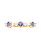Rosec Jewels-Natural Tanzanite and Diamond Half Eternity Ring for Women