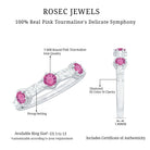 Minimal Half Eternity Ring with Pink Tourmaline and Diamond AAA - Rosec Jewels