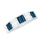 Baguette London Blue Topaz Alternate Eternity Band with Moissanite AAA - Rosec Jewels