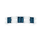 Baguette London Blue Topaz Alternate Eternity Band with Moissanite AAA - Rosec Jewels