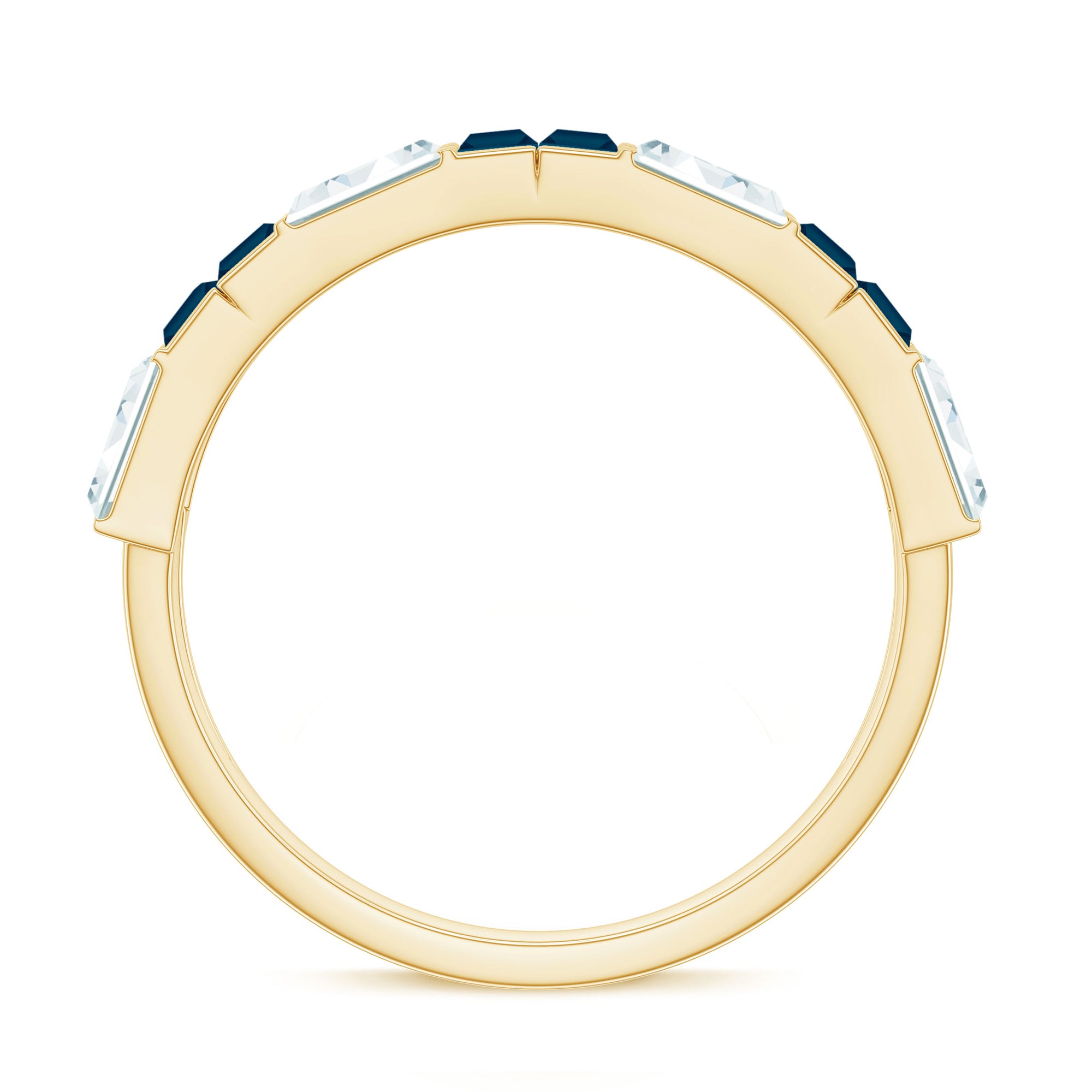 Baguette London Blue Topaz Alternate Eternity Band with Moissanite AAA - Rosec Jewels