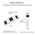 Natural Baguette Black Spinel Half Eternity Ring with Moissanite AAA - Rosec Jewels