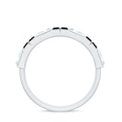 Natural Baguette Black Spinel Half Eternity Ring with Moissanite AAA - Rosec Jewels
