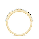 Natural Baguette Black Spinel Half Eternity Ring with Moissanite AAA - Rosec Jewels