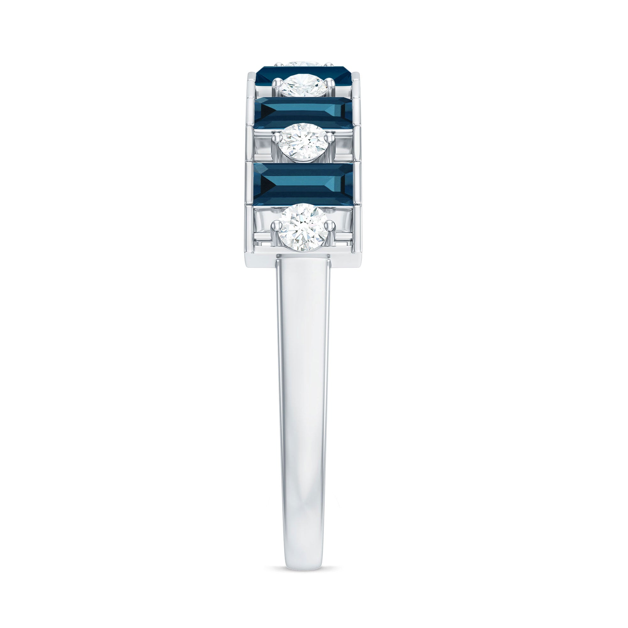 Baguette London Blue Topaz Eternity Anniversary Band with Diamond AAA - Rosec Jewels