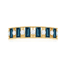 Baguette London Blue Topaz Eternity Anniversary Band with Diamond AAA - Rosec Jewels