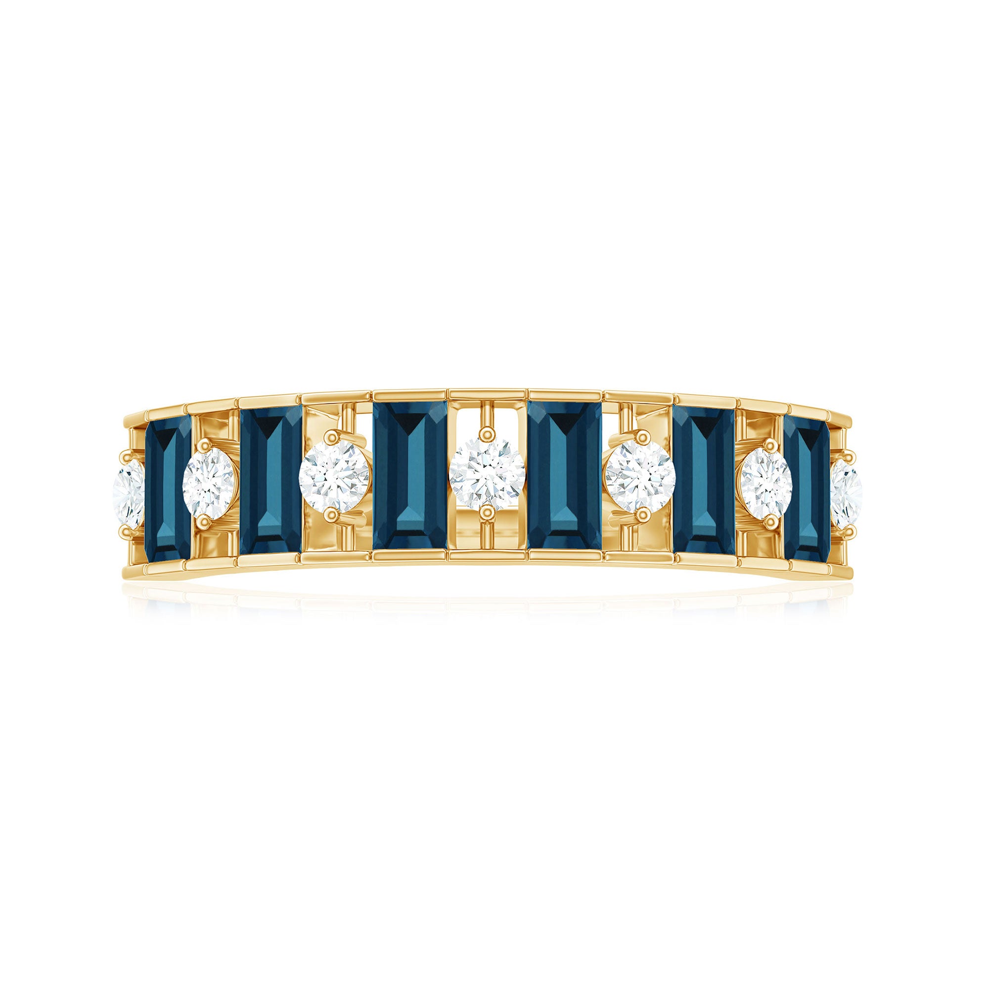 Baguette London Blue Topaz Eternity Anniversary Band with Diamond AAA - Rosec Jewels