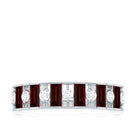 Rosec Jewels-Classic Garnet Baguette Eternity Wedding Band with Diamond