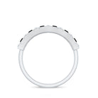 Natural Baguette Black Spinel Half Eternity Ring with Diamond AAA - Rosec Jewels
