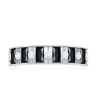 Natural Baguette Black Spinel Half Eternity Ring with Diamond AAA - Rosec Jewels