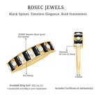 Natural Baguette Black Spinel Half Eternity Ring with Diamond AAA - Rosec Jewels