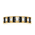 Natural Baguette Black Spinel Half Eternity Ring with Diamond AAA - Rosec Jewels