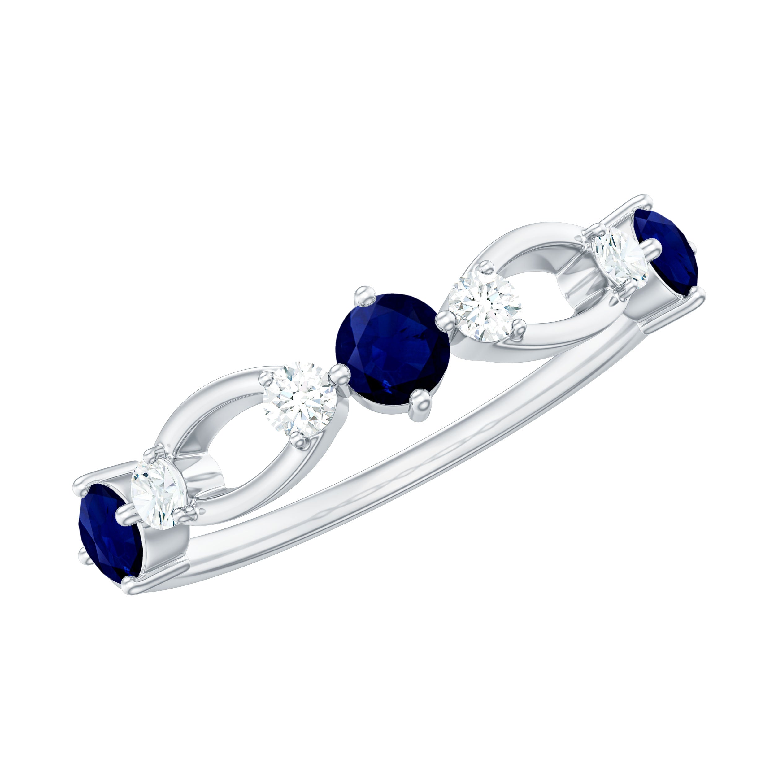 Natural Blue Sapphire Promise Ring with Diamond AAA - Rosec Jewels