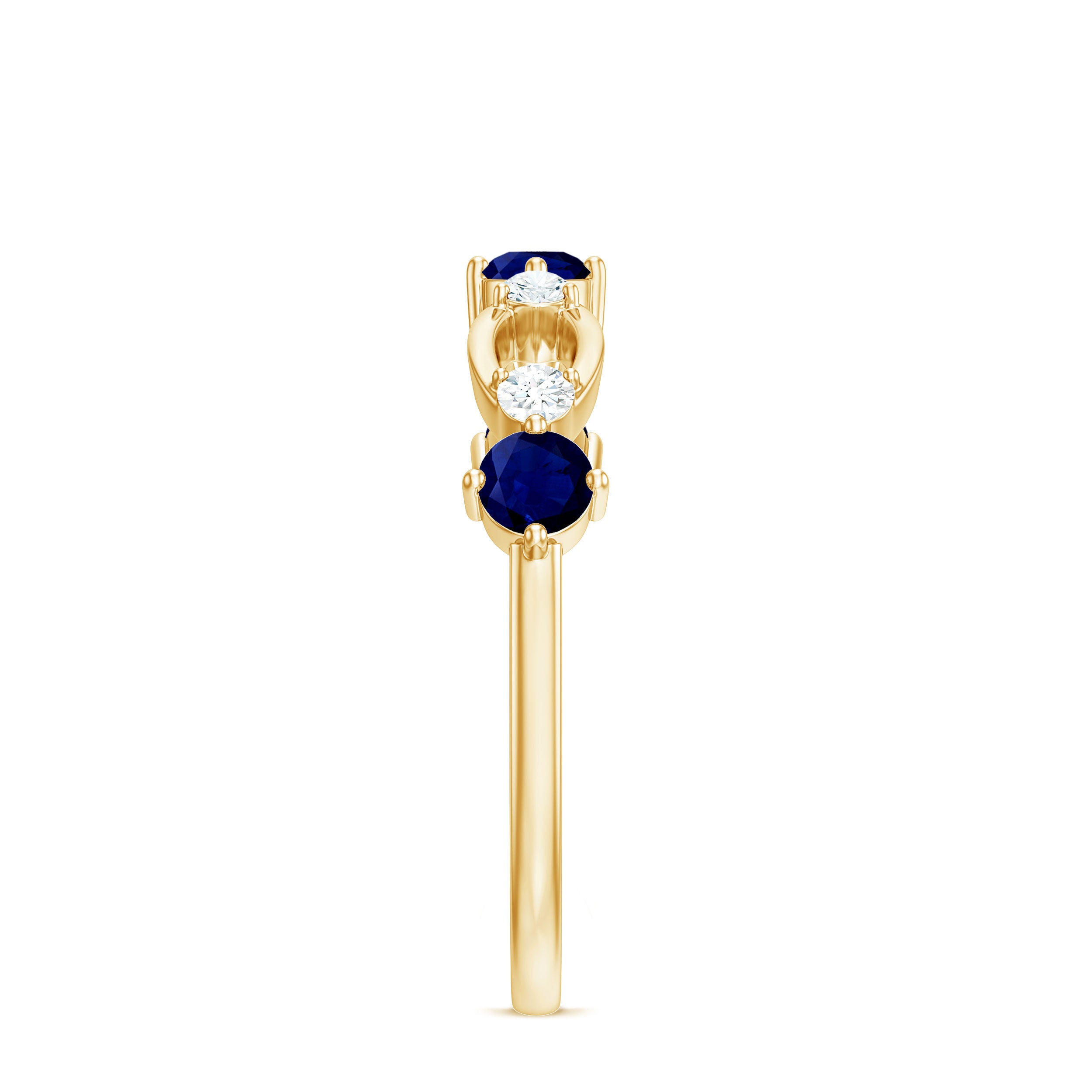 Natural Blue Sapphire Promise Ring with Diamond AAA - Rosec Jewels