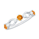 Natural Citrine Half Eternity Ring with Diamond AAA - Rosec Jewels