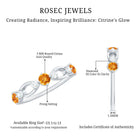 Natural Citrine Half Eternity Ring with Diamond AAA - Rosec Jewels