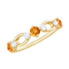 Natural Citrine Half Eternity Ring with Diamond AAA - Rosec Jewels