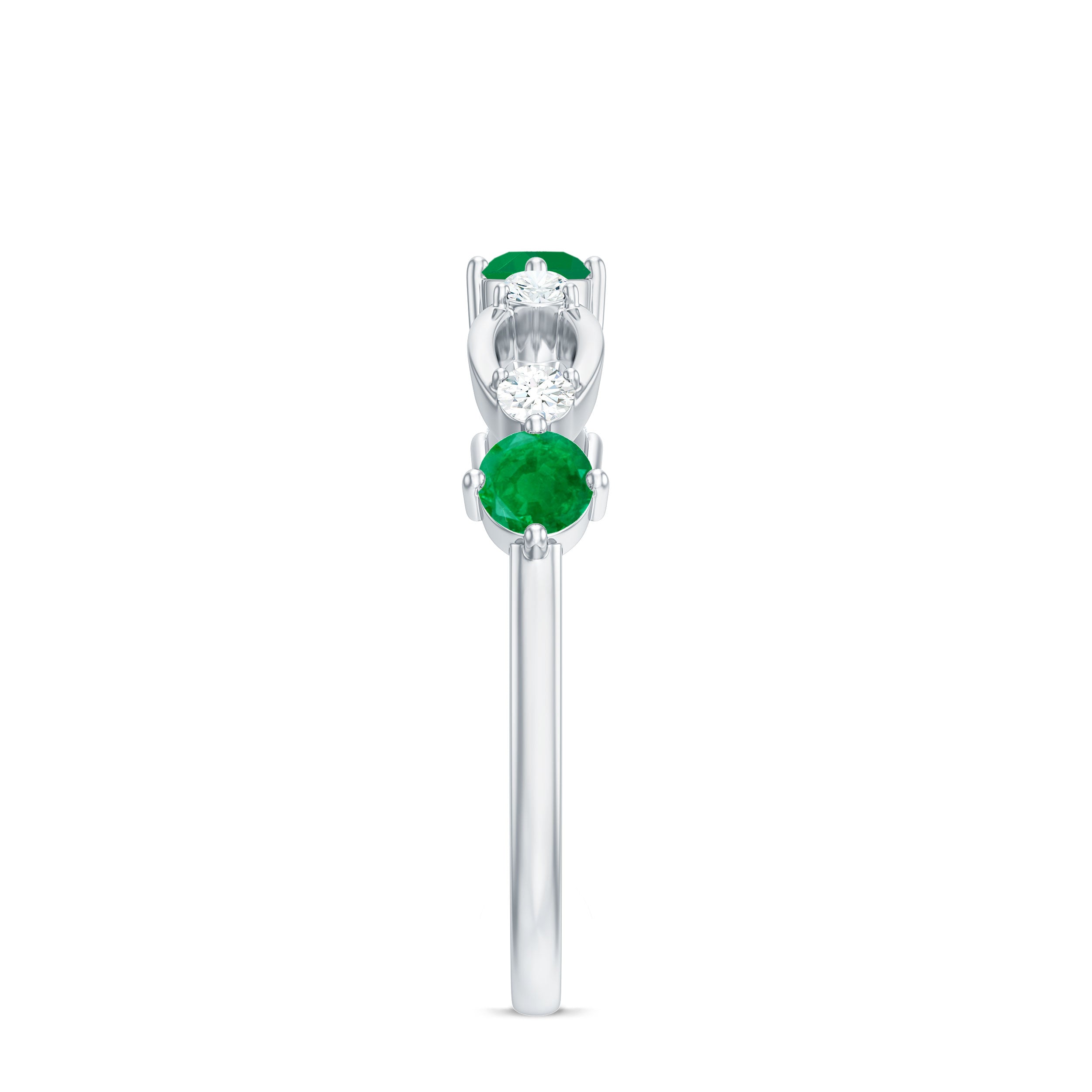 Rosec Jewels-Natural Emerald Diamond Infinity Anniversary Ring