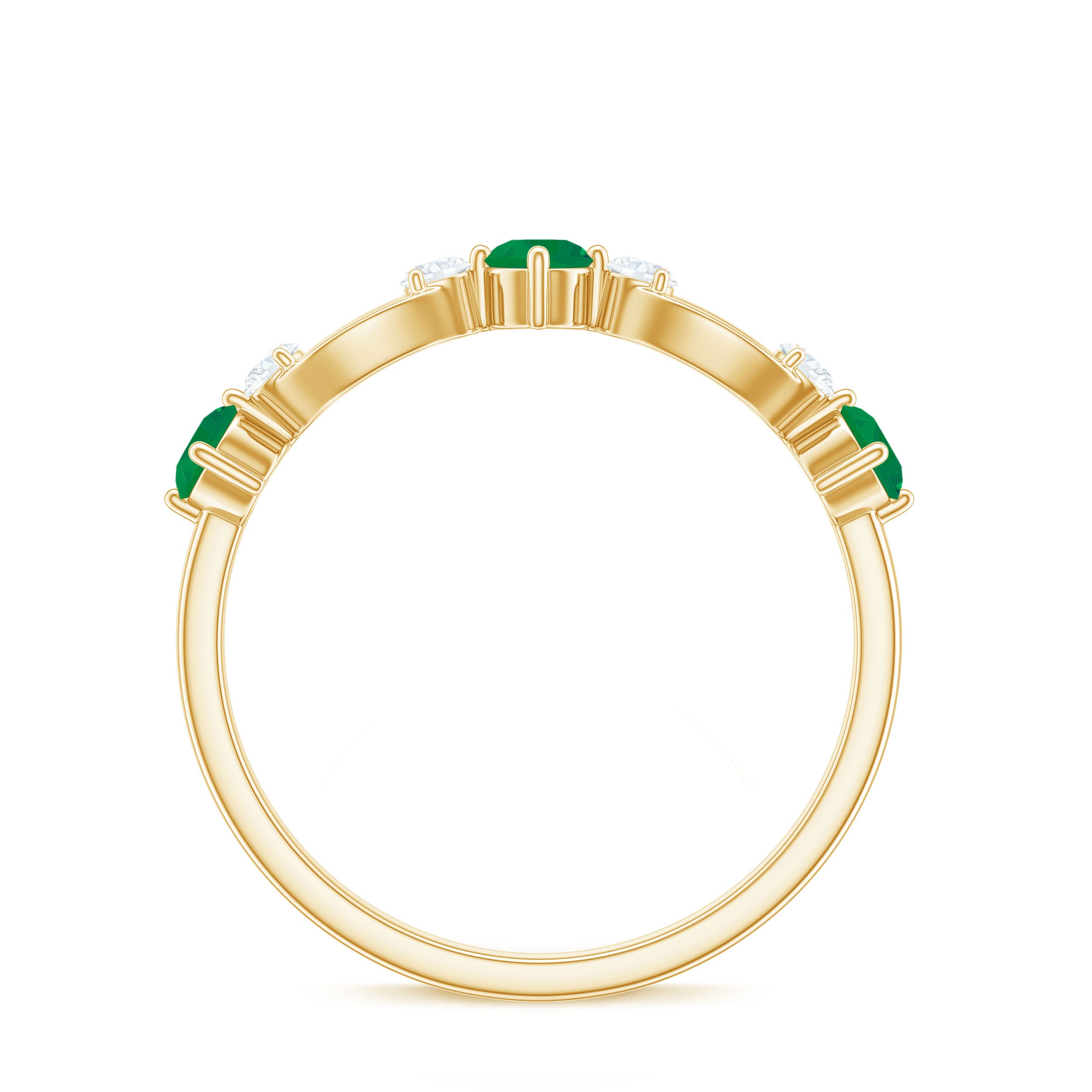 Rosec Jewels-Natural Emerald Diamond Infinity Anniversary Ring