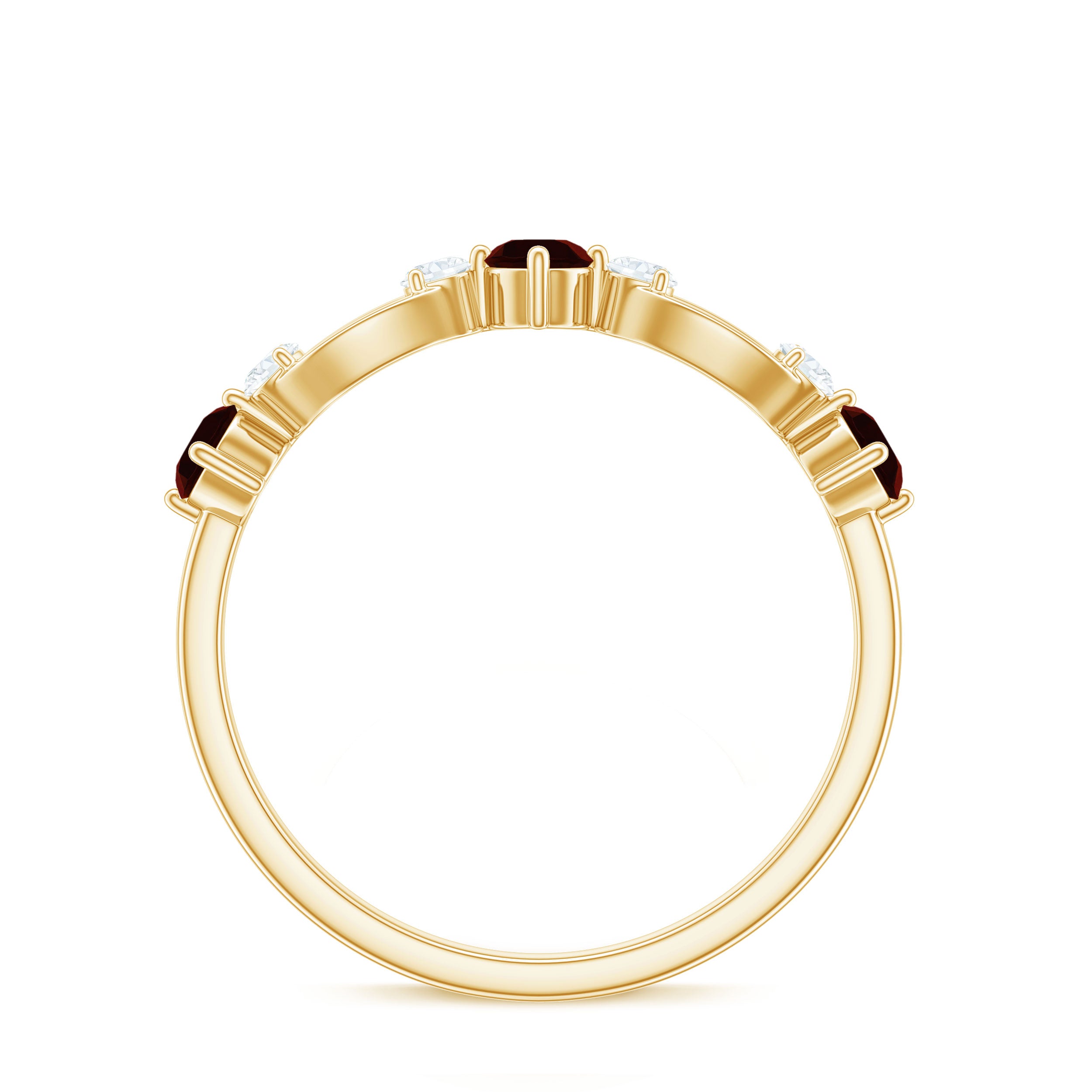 Rosec Jewels-Natural Red Garnet Diamond Half Eternity Ring for Anniversary