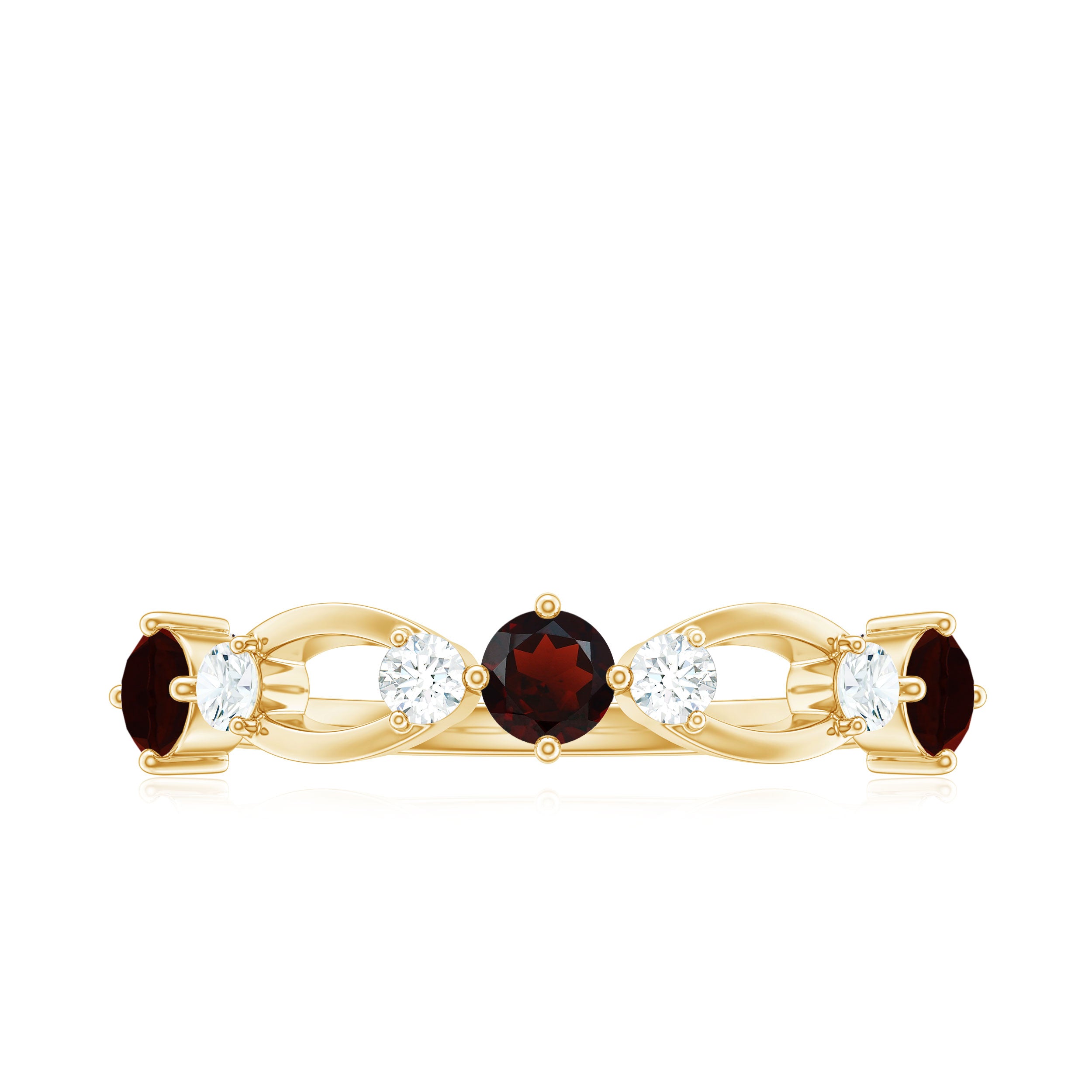 Rosec Jewels-Natural Red Garnet Diamond Half Eternity Ring for Anniversary