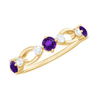 Natural Amethyst Diamond Promise Ring for Women AAA - Rosec Jewels