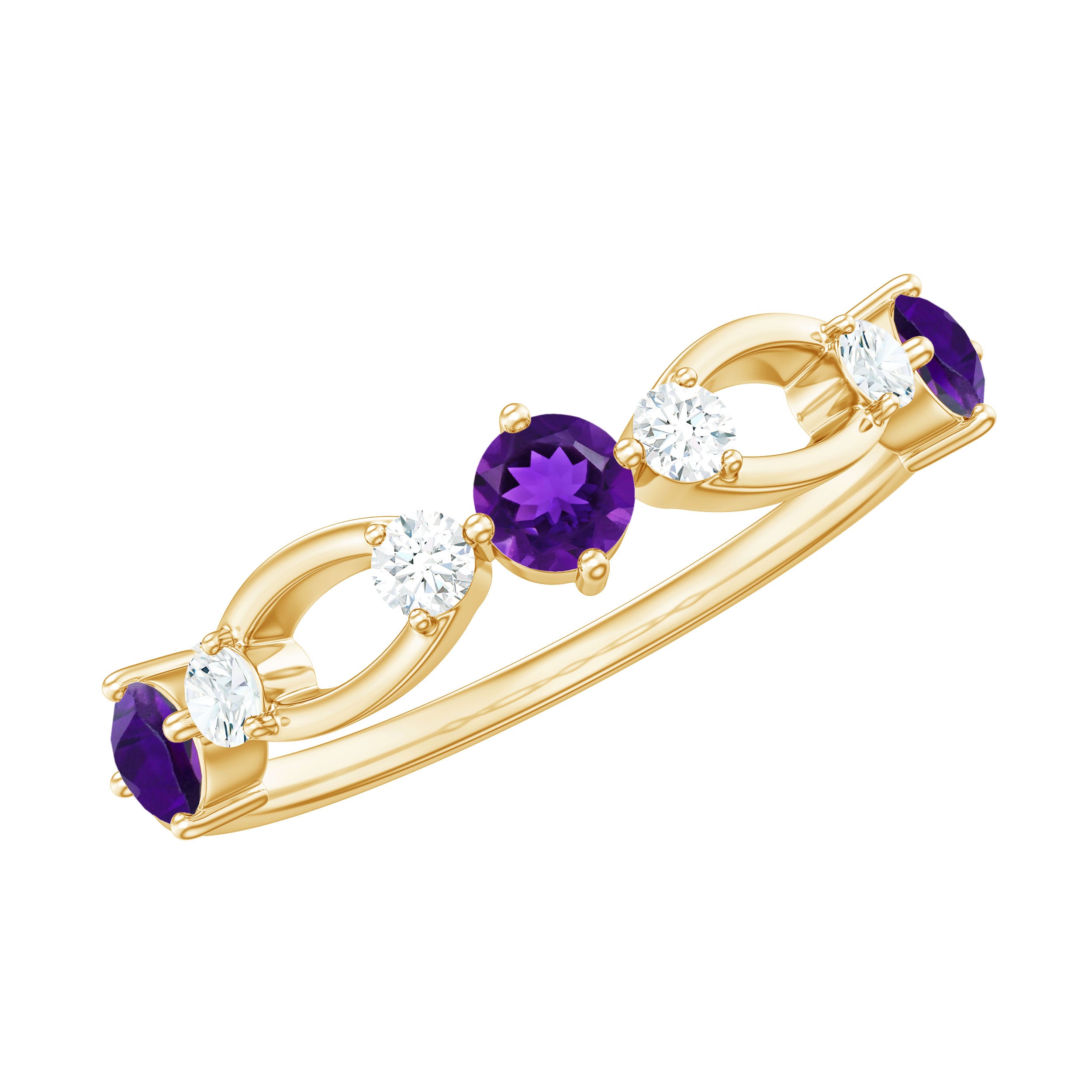 Rosec Jewels-Natural Amethyst Diamond Promise Ring for Women