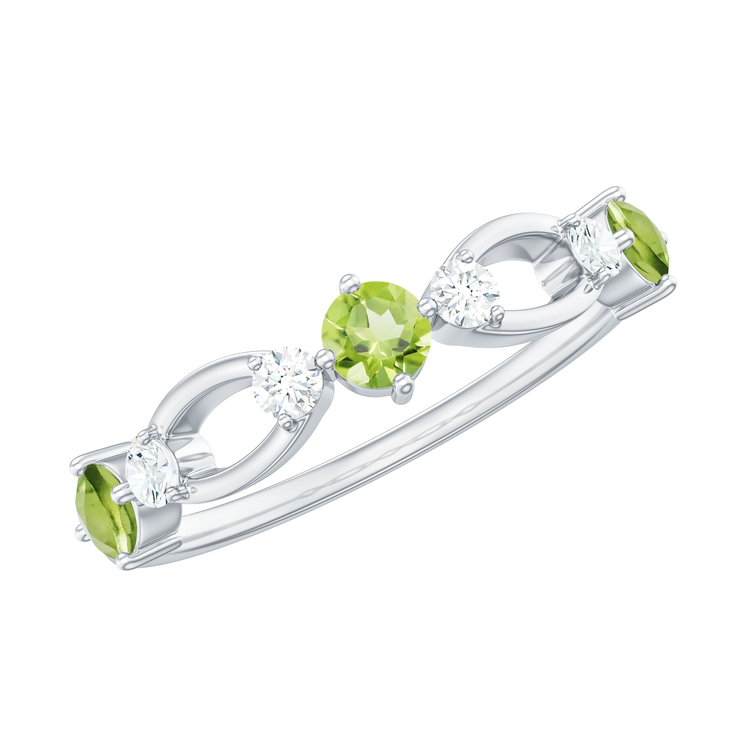 Rosec Jewels-Minimal Peridot Promise Ring with Diamond