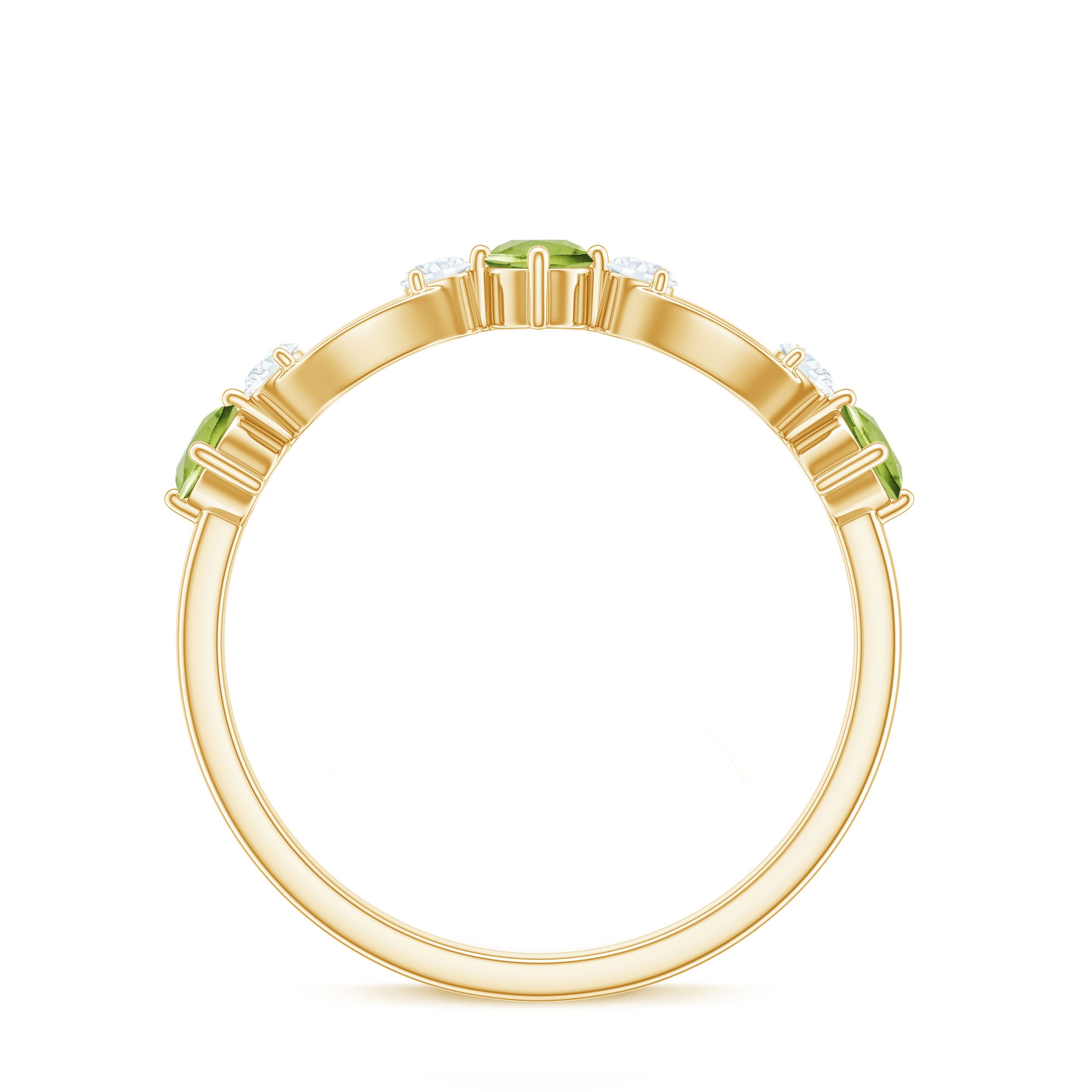 Rosec Jewels-Minimal Peridot Promise Ring with Diamond