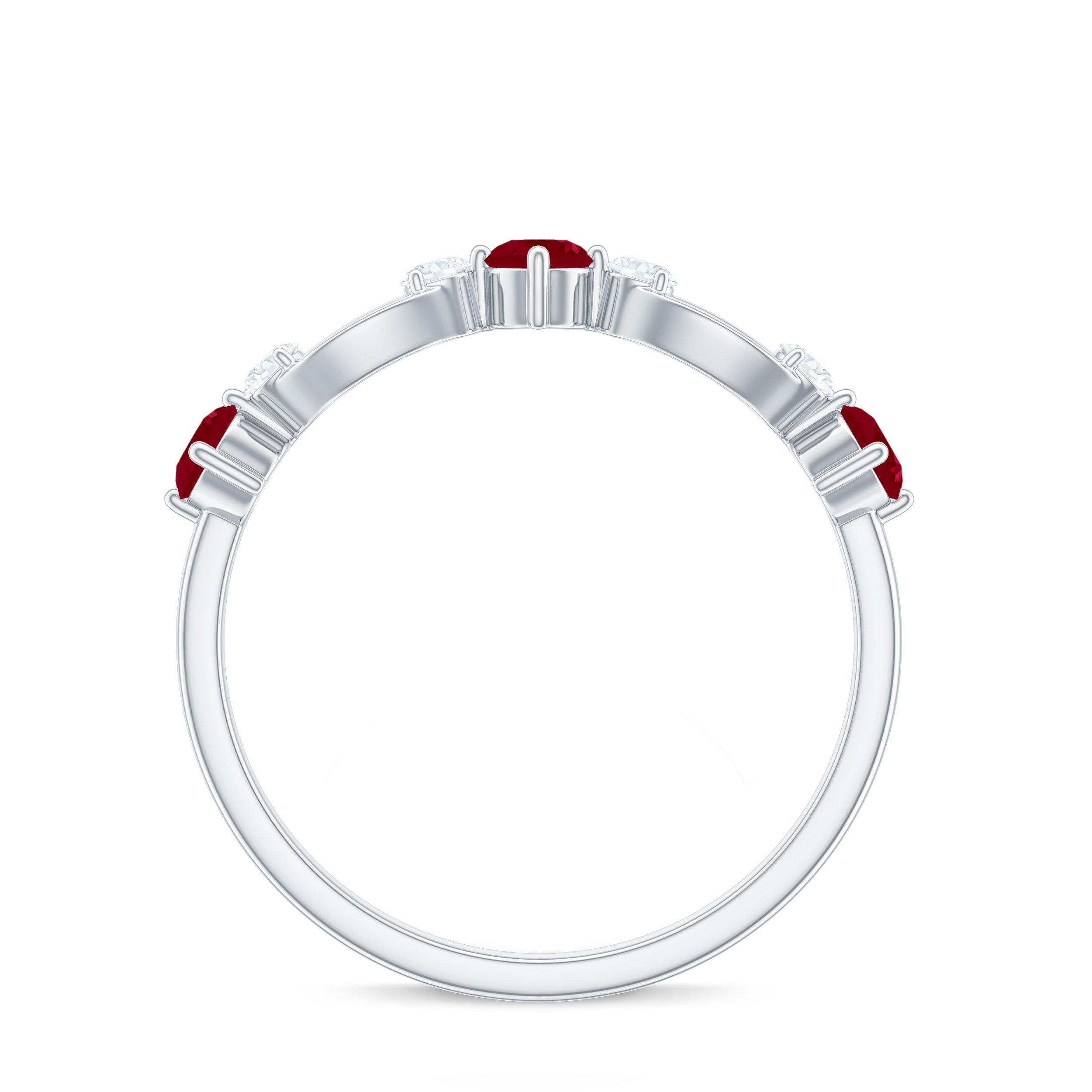 Genuine Ruby Promise Ring with Diamond for Women AAA - Rosec Jewels