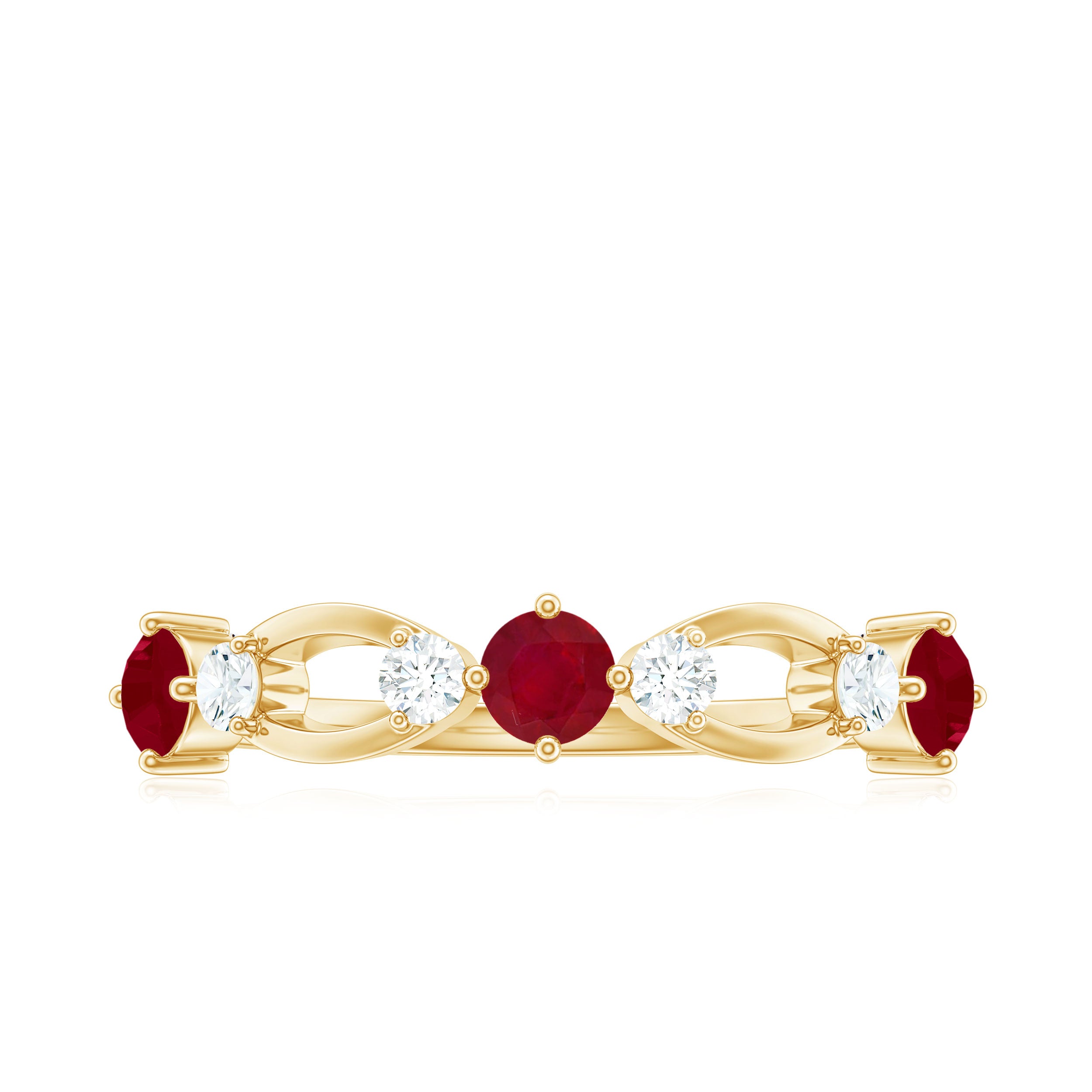 Genuine Ruby Promise Ring with Diamond for Women AAA - Rosec Jewels