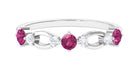 Pink Tourmaline and Diamond Minimal Eternity Anniversary Band Ring AAA - Rosec Jewels