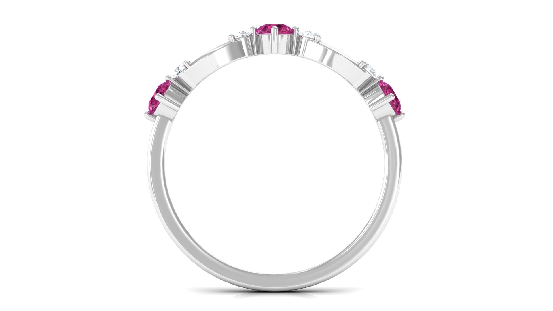 Rosec Jewels-Pink Tourmaline and Diamond Minimal Eternity Anniversary Band Ring