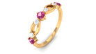 Pink Tourmaline and Diamond Minimal Eternity Anniversary Band Ring AAA - Rosec Jewels