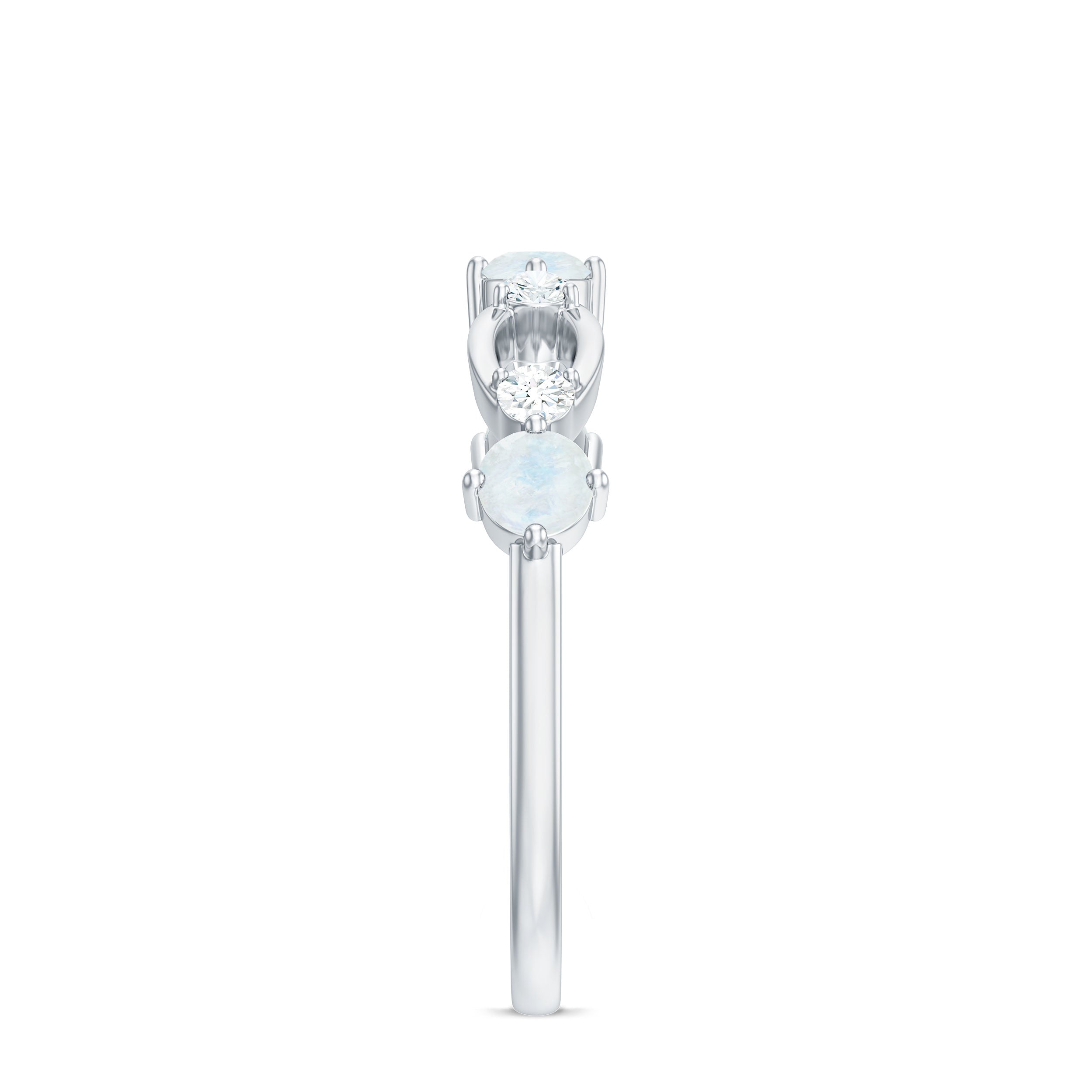 Minimal Promise Ring with Moonstone and Diamond AAA - Rosec Jewels
