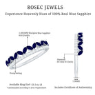 Real Marquise Blue Sapphire Half Eternity Ring with Diamond AAA - Rosec Jewels