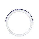 Real Marquise Blue Sapphire Half Eternity Ring with Diamond AAA - Rosec Jewels