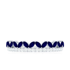 Real Marquise Blue Sapphire Half Eternity Ring with Diamond AAA - Rosec Jewels