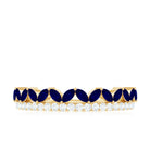 Real Marquise Blue Sapphire Half Eternity Ring with Diamond AAA - Rosec Jewels