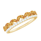 Certified Real Citrine Half Eternity Ring with Diamond AAA - Rosec Jewels