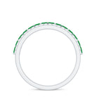 Real Marquise Emerald Half Eternity Wedding Band with Diamond AAA - Rosec Jewels